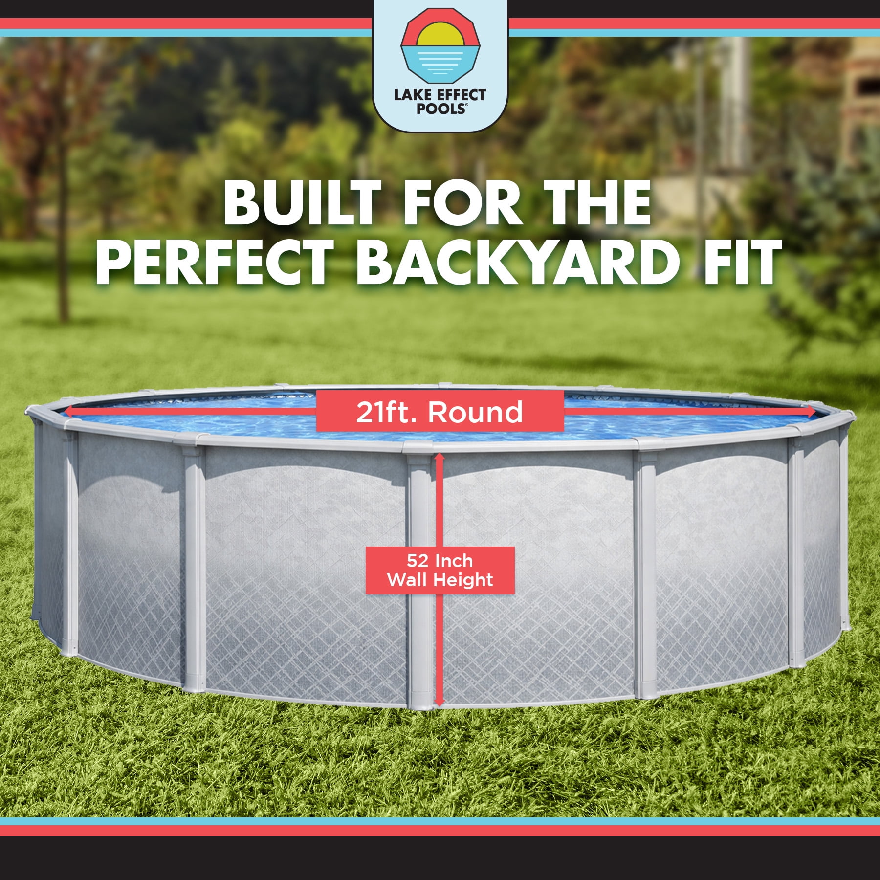 Lake Effect Pools Lifestyle 21' Round 52" Resin Protected Steel Wall Above Ground Swimming Pool