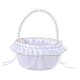 thumbnail image 4 of Cesta de flores para niña de boda con asa de perla artificial, cesta de flores decorativa de encaje para suministros de fiesta, 4 of 9