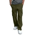 thumbnail image 7 of Cargo Sweatpants for Men Heavyweight Bottom Straight Leg Sweatpant Pockets Plus Size Big and Tall Joggers Army Green XL, 7 of 7