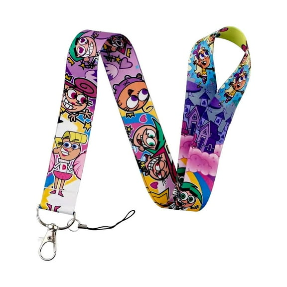Fairly OddParents Cartoon Cosmo & Wanda Lanyard Keychain