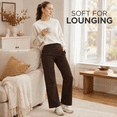 thumbnail image 6 of Feekit Women's Fleece Lined Wide Leg Yoga Pants, High Waisted Stretch Lounge Pants with 2 Deep Pockets, 6 of 8