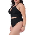 thumbnail image 2 of DARING DIVA Plus Size Halter Ruched Bathing Suit Set for Women 1X Black, 2 of 5