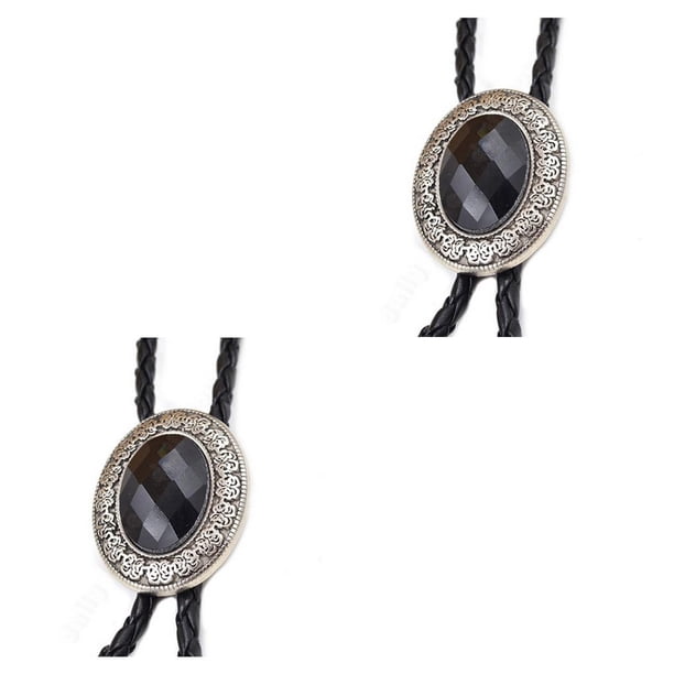 Minnieouse Bolo Tie para hombres Corbatas occidentales Collar con colgante de aleación Corbatas Decoraciones Adornos de cumpleaños Regalo de vacaciones gemas facetadas 2piezas Minnieouse CBP189546