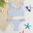 thumbnail image 6 of Bosanter Girls Bathing Suit 2 Piece Bikini Bathing Suit Ditsy Floral Print Ruffles Swimsuit Set Girls Tankini Swimsuit, Blue 3-4T, 6 of 7