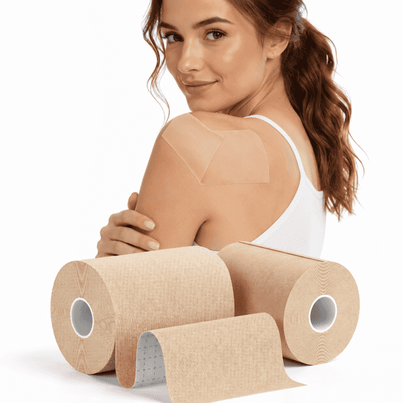 2 Rolls Tattoo Cover Up Tape, Light Tan Skin Tone, 4"x16.4ft Cuttable Waterproof Tape for Tattoos, Scars & Birthmarks