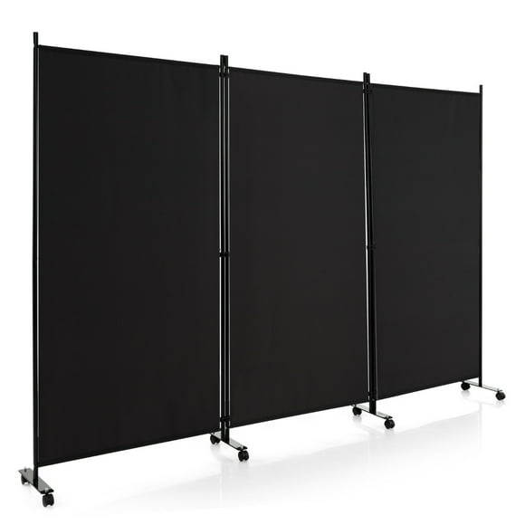 Costway Biombo Separador de 3 Paneles con Ruedas Pantallas de Privacidad de Habitaciones Alto 180cm Divisores para Hogar Oficina Domitorio