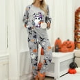 thumbnail image 6 of Halloween Pajamas Women Set Casual Lightweigh Ghost Graphic Long Sleeve Pullover with Pants Outfits Soft Comfy Night Wear 2 Piece Lounge Set, 6 of 7