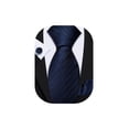thumbnail image 1 of Corbata Barry.Wang Azul Marino de Seda para Hombre con Pañuelo y Gemelos, 1 of 7