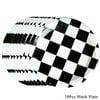 UMMH and White Checkered Racing Party Tableware Plastic Tablecloth Disposable Plates Race Car Themed Birthday Party Supplies