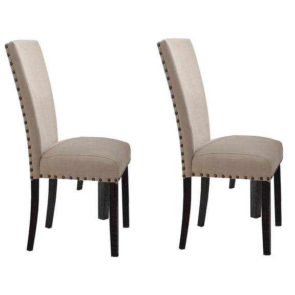 Dining Chairs Beige and Salvage Dark Oak Upholstery Side Chair (Set of 2),Wooden Dining Chairs