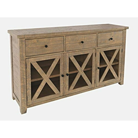 Jofran Carlyle Crossing Solid Wood Modern Rustic Buffet Storage Cabinet