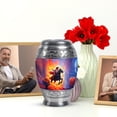 thumbnail image 6 of JAGASY Cowboy Keepsake Small Urn for Mom, Purple Urn for Ashes Adult Male & Female, Raiding Horse Sunset Decorative Urns for Dad, Flowers Burial Urns for Father, (3 Inch), 6 of 7