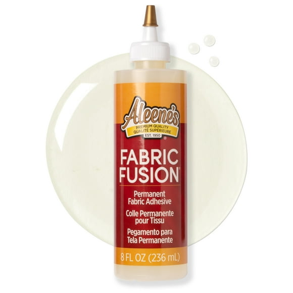Aleene’s Fabric Fusion 8 fl oz – Permanent No-Sew Fabric Adhesive for Clothing, Denim & Polyester, Clear-Drying Flexible Bond with 4-Hour Dry Time