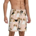 thumbnail image 2 of Kdxio Beagle Dog On Brown Print Mens Sleep Shorts Bottoms Soft Comfy Pajama Wear Pants with Drawstring Pockets, 2 of 7