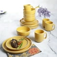 thumbnail image 3 of Gibson Home Zuma 16 Piece Round Kitchen Dinnerware Set, Dishes, Plates, Bowls, Mugs, Service for 4, Matte Stoneware, Yellow, 3 of 4