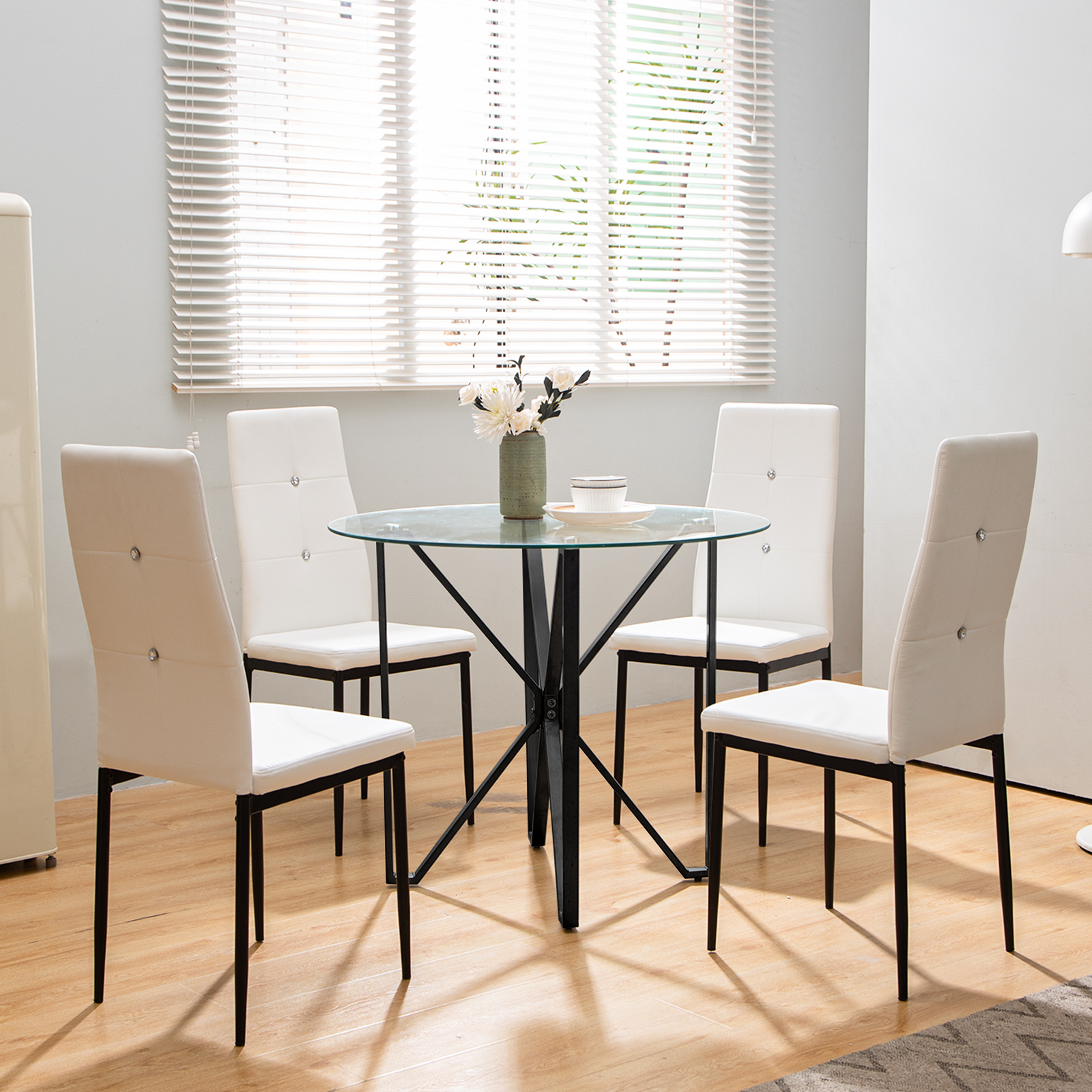 Omni House 5Piece Dining Table Set with Faux Leather Upholstered