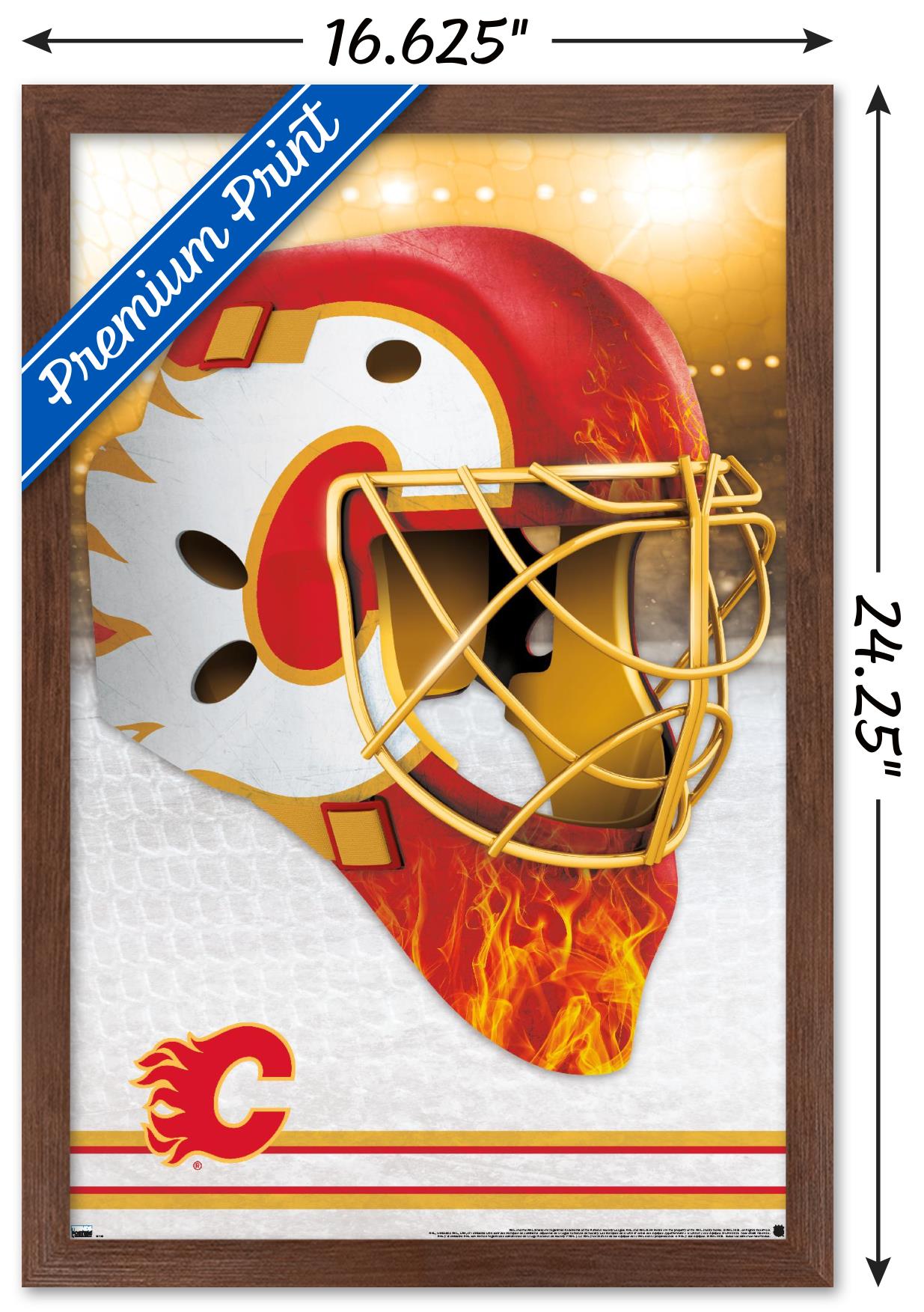 NHL Calgary Flames - Mask 20 Wall Poster, 14.725" x 22.375", Framed