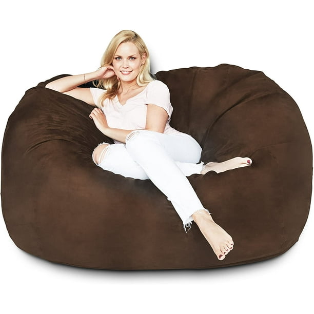 Lumaland 5ft Big Bean Bag Chair with Microsuede Washable Cover, Brown ...