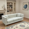thumbnail image 2 of LiviNest Modern Velvet 3 Seater Sofa: Chesterfield Style Upholstered Couch with Golden Details - 82.67 Inch Wide Living Room Furniture for Hotel Lobby & Luxury Rentals with 2 Decorative Pillows, 2 of 6