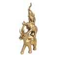 thumbnail image 4 of Golden Stacked Balancing Acrobatic Circus African Elephants Family Statue 15"H, 4 of 8