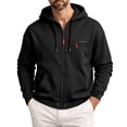 thumbnail image 4 of fnnxeal Mens Sweatshirts Solid Long Sleeve Fall Zipper Casual Hoodie Black Sweatshirts for Men Size L, 4 of 9