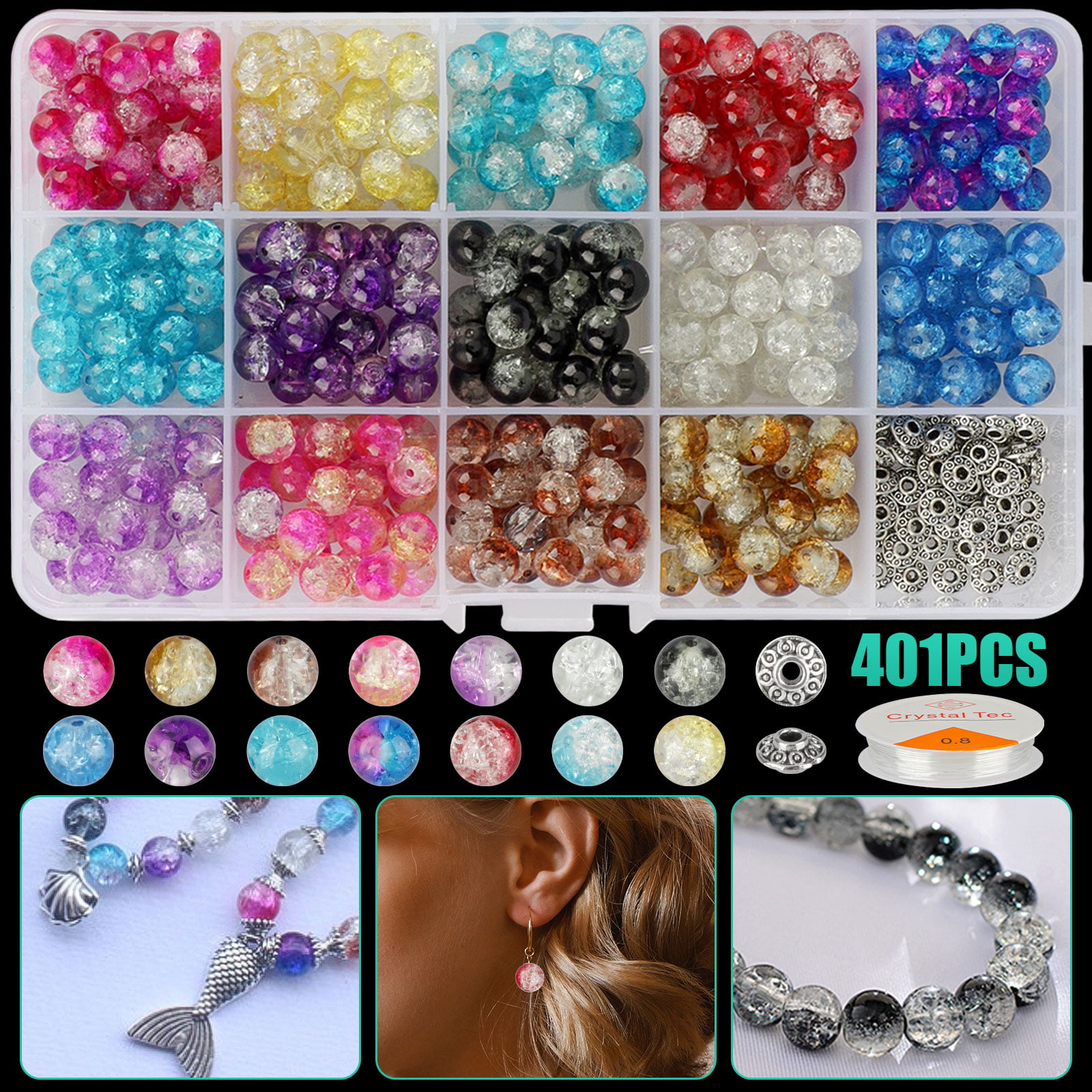 Beautiful 30pcs 12mm Pink Multicolor Round Crystal Loose Bead B-011 