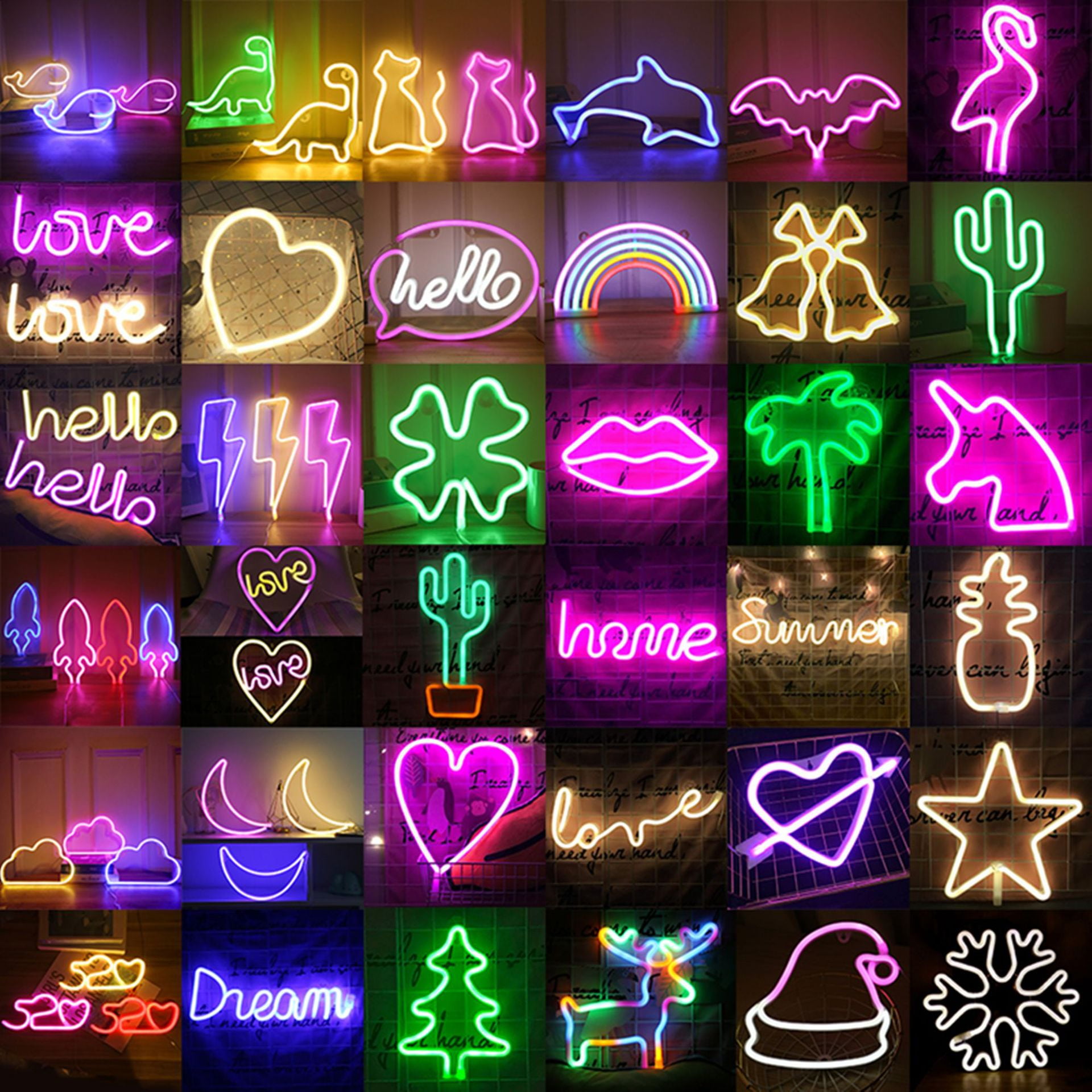81 Styles LED USB Neon Sign Light Wall Hanging Neon Sign Hanging