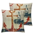 thumbnail image 2 of Acheng Retro Wood Ocean Beach Decorative Pillow Covers Nautical Anchor Compass Beach Starfish Shell Conch Jellyfish Pillowcase Summer Decor Throw Pillow Cover,2 Pcs (Ocean Nautical) White, 2 of 6