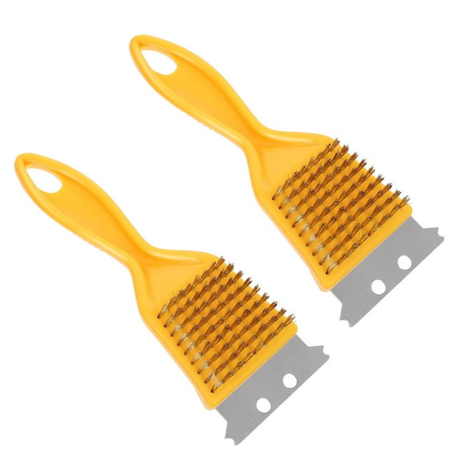 LEEYNEER 2 Pcs Yellow Barbecue Grill Grilling Bbq Brush Tool Cleaner
