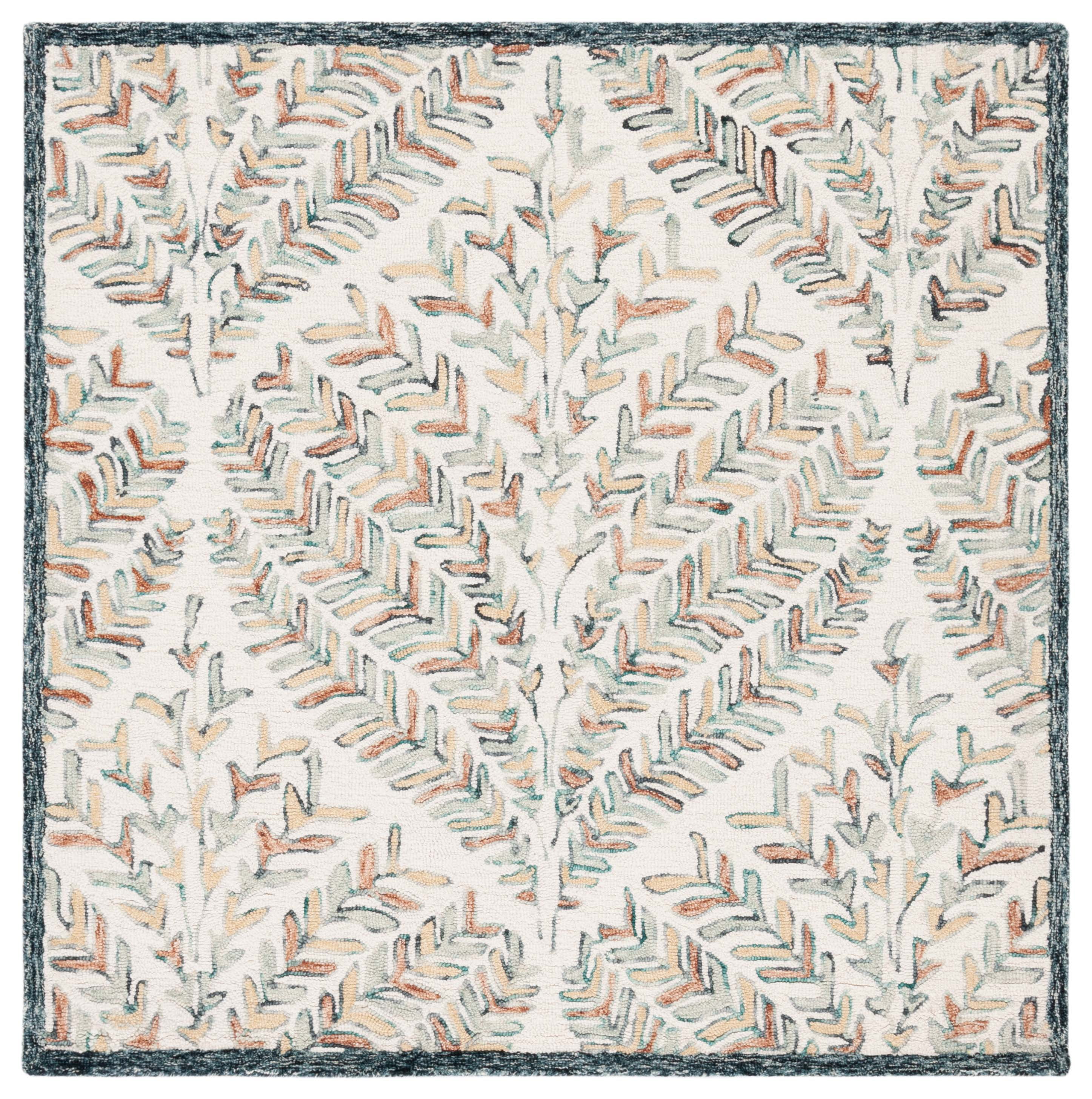 Safavieh Capri Proinsias Leaves Wool Area Rug, Ivory/Green, 7' x 7' Square