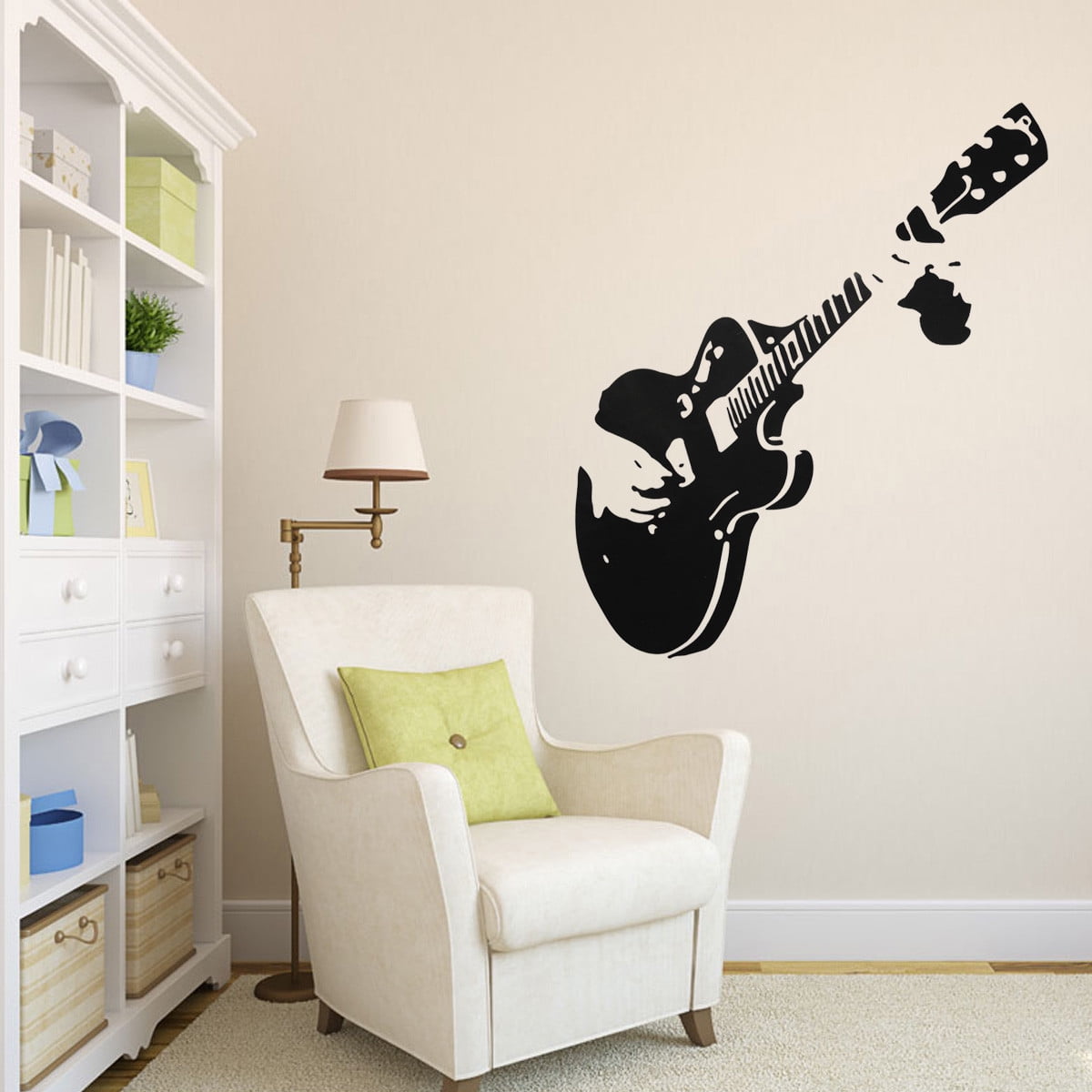 Rock Music Silhouette Wall Vinyl Stickers Guitar Guitarist Transfer Decal Mural 