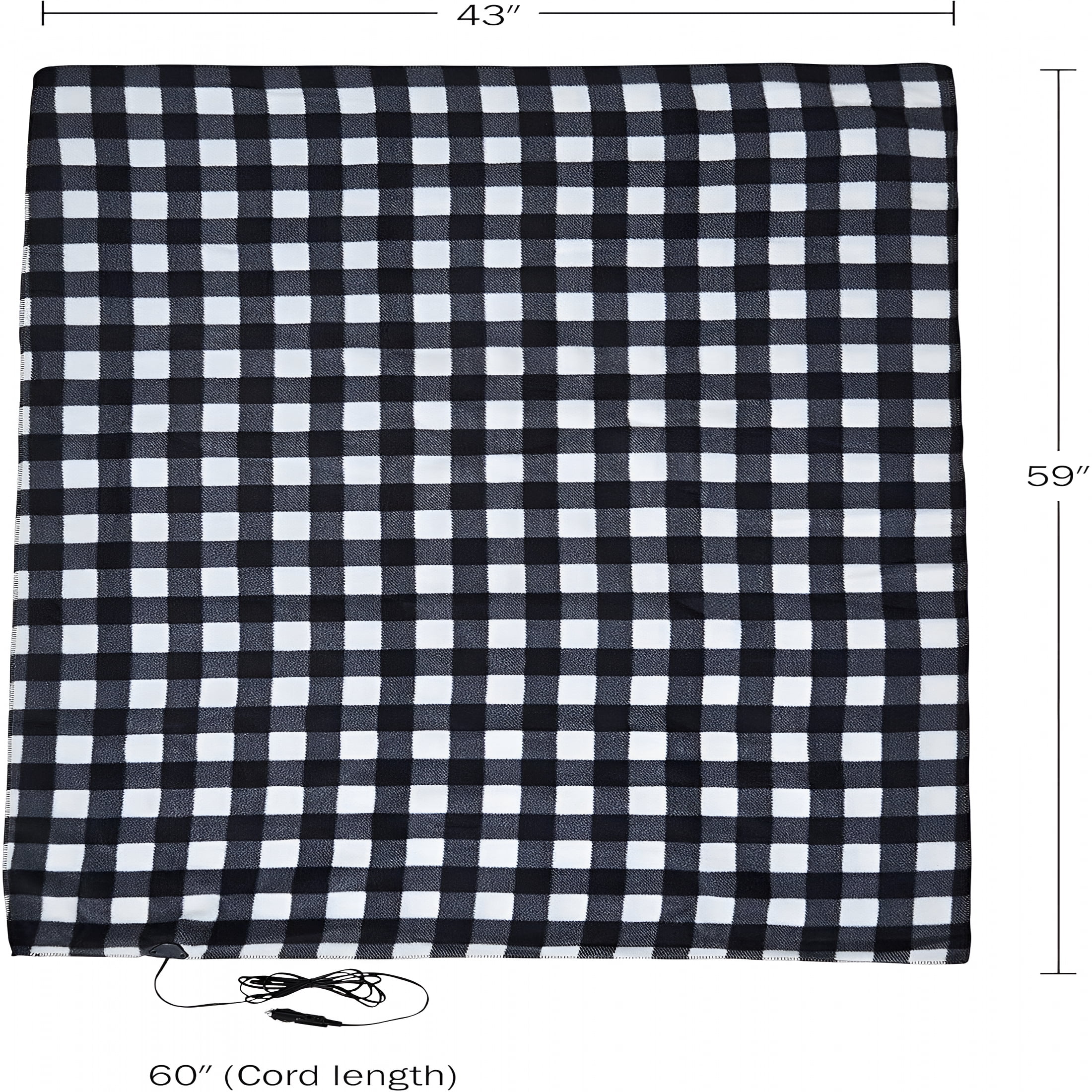 HIBIBUD Heated Blanket - 12-Volt Electric Blanket for Car,Truck,Suv,Or Rv - Portable Winter Car Accessories for Camping Or Travel (Black Plaid)