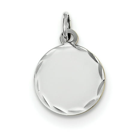 14k White Gold Etched .018 Gauge Engraveable Round Disc Pendant Charm Necklace Pearl Engravable Gifts For Women For Her