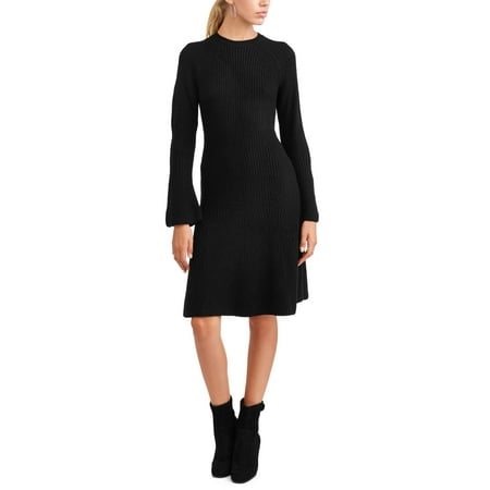 - Women's Bell Sleeve Fluted Sweater Dress
