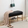 thumbnail image 2 of Modern Bedroom Bench With Linen Upholstery And Metal Legs, Black, For Living Room, Entryway, Dining Room Use Black Upholstered Closet Legs Shelf Bedroom,, 2 of 5