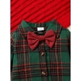 thumbnail image 5 of Newborn Baby Boys Long Sleeve Plaid Bow Tie Romper And Suspender Pants, 2Pcs Infants Comfy Fall Winter Christmas Clothing, 5 of 8