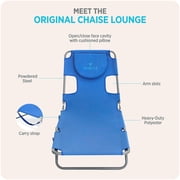 Ostrich The Original Chaise Beach Chair, Folding & Reclining Outdoor Lounger, Ocean Blue