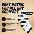 thumbnail image 2 of Forever Bambe Retro Mini Crew Socks, Soft Terrycloth Cushioned Bottom, White Striped 4-Pack, 2 of 7