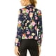 thumbnail image 3 of BLAZER AJUSTADO PARA MUJERES INSPIRE CHIC, CON SOLAPA EN V, IMPRESO, CHAQUETA DE TRAJE ABIERTO PARA TRABAJO, TALLA XS, AZUL MARINO-CON FLORES, 3 of 8
