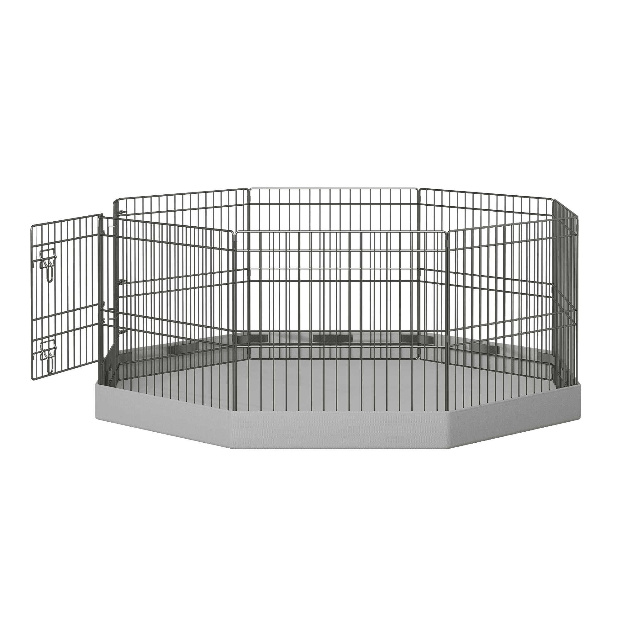 24 Inch 8 Panels Metal Dog Playpen with 600D Waterproof Bottom Pad, Black