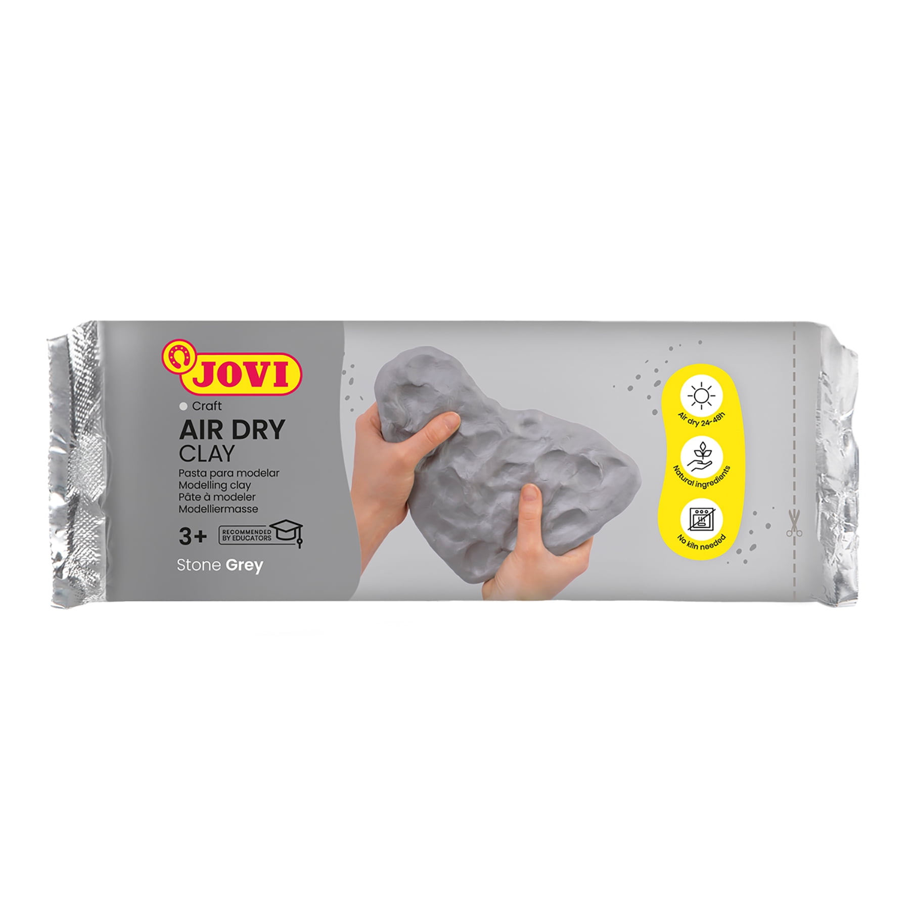 JOVI Air Dry Clay, Grey, 1.1lb Bar, Pack of 3