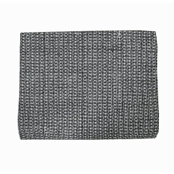 Hand Block Print Kantha Bedspread Indian Handmade Quilt Throw Cotton Blanket diamond print Double size