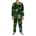 thumbnail image 3 of Fotbe Tropical Leaves1 Pijama de Hombre con Estampado de Manga Larga, Conjunto de 2 Piezas, Ropa de Dormir Suave y Cómoda con Bolsillos-Small, 3 of 7