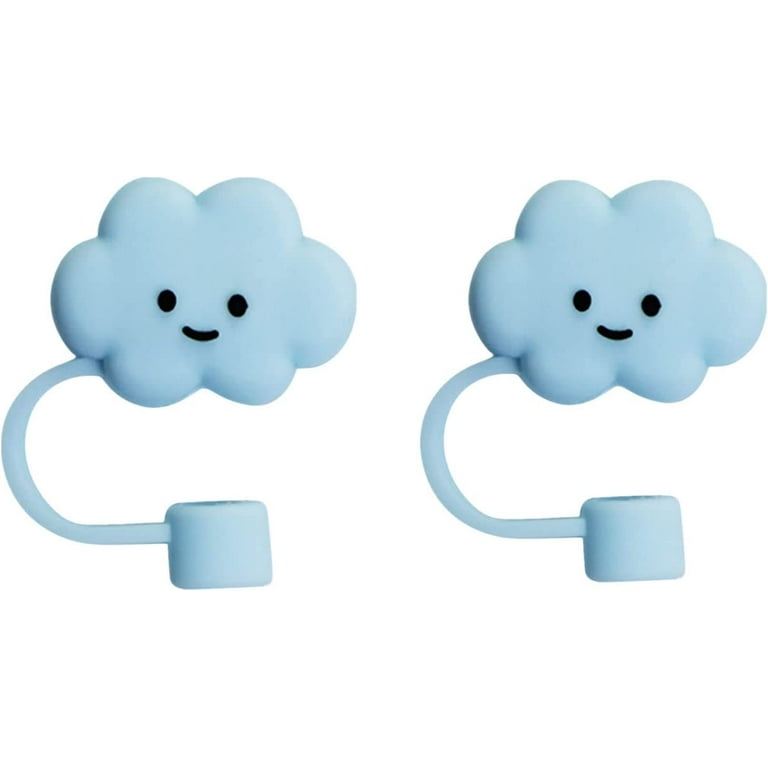 2pcs/set Silicone Straw Cover, Cartoon Cute Cloud Shaped Dust