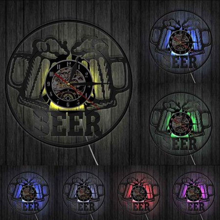 Beer Bar Wall Decor Modern Clock Drinking Hour Pub Vinyl Record Wall Clock Wall Watch Beer Club Decor