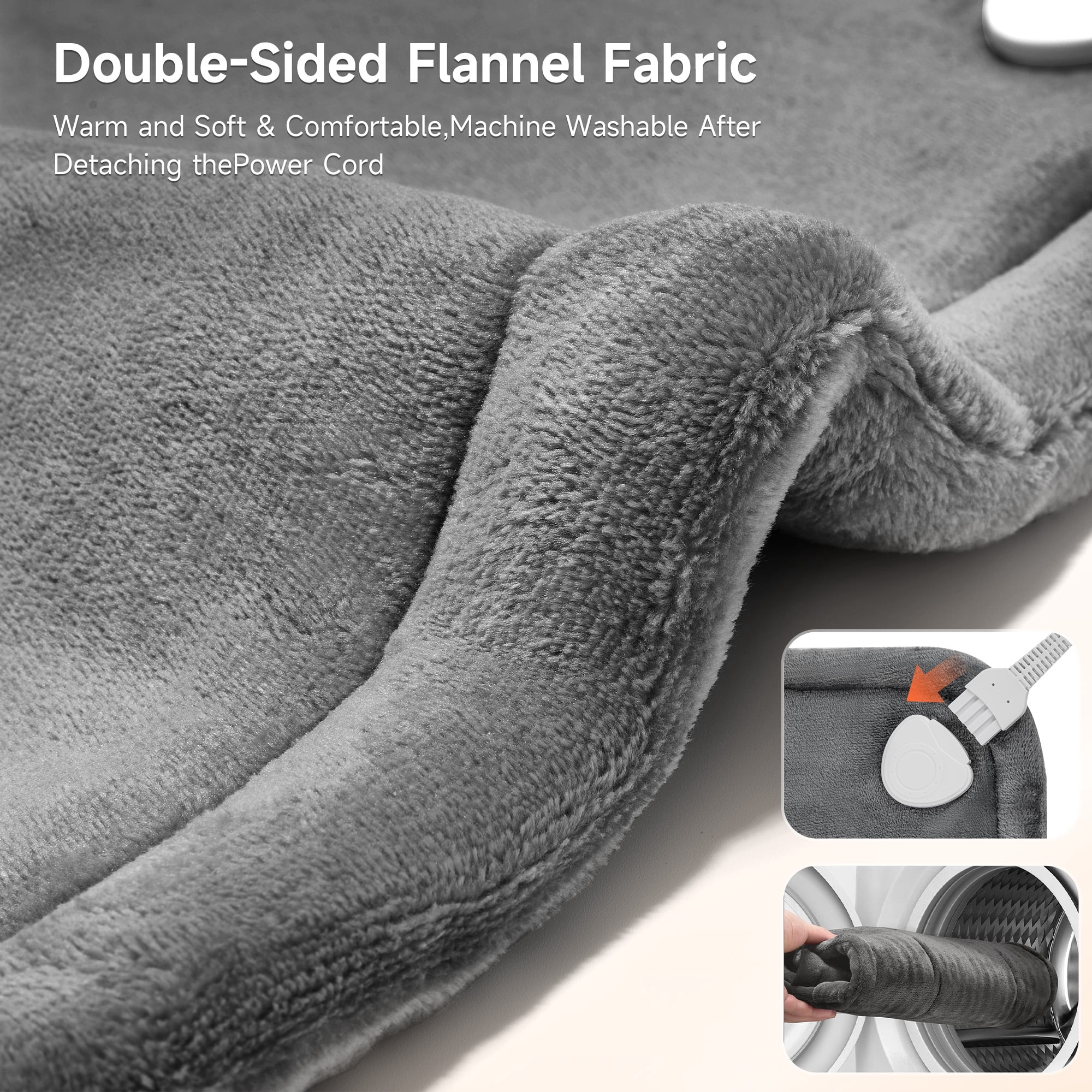 ALLJOY 24"x33" Large Shoulder Heating Pad for Back Pain Relief, Fast-Heating, Electric Large Heated Pad for Neck & Wrap with 6 Settings, Auto Shut-Off, the Best Gift for Love, Grey