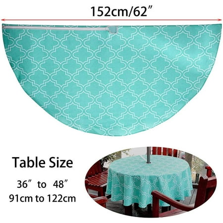 Durable Patio Polyester Tablecloth With Zipper Machine Washable And Waterproof 60 Inch Round Outdoor Tablecover Umbrella Hole Acid Blue Seating 4 People Canada Durable Patio Polyester Tablecloth With, What Size Umbrella For A 48 Inch Round Tablecloth