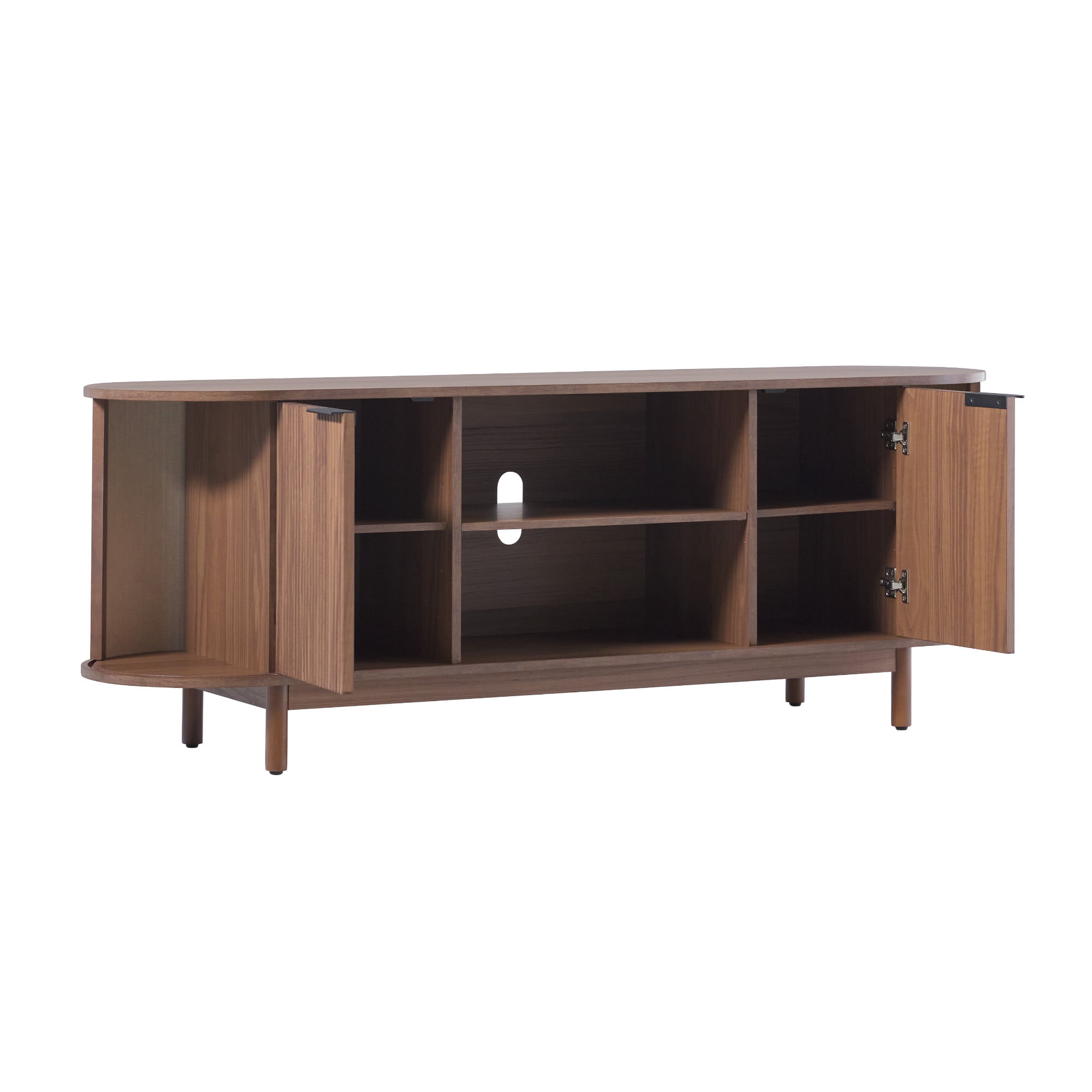 Walker Edison Modern Reeded 60” TV Stand with Open Storage - Mocha