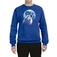 thumbnail image 2 of Wolf Howling at the Moon | Mens Animal Lover Crewneck Graphic Sweatshirt, Royal, Small, 2 of 3