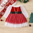 thumbnail image 2 of VERUGU Toddler Dress Christmas Girls New Sleeve Long Sleeve Round Neck Plaid Dress Red 18 Months, 2 of 8